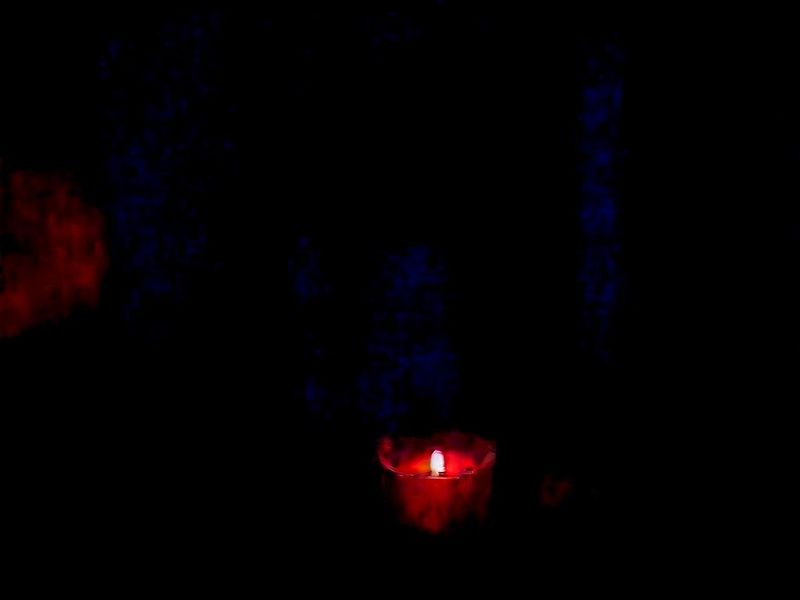 UK town at night during power cut