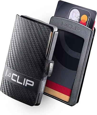 Original Slim Wallet for Men - Wallet with Clip - Mini Coin Wallet for up to 12 Cards - Ultralight 22g - Genuine Leather with Carbon Look - Black Frame