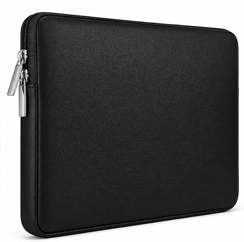 RAINYEAR 11-Inch Protective Laptop Sleeve, Waterproof Synthetic Leather, Soft Bag Compatible with 11.6" MacBook, Chromebook, Surface Tablet, DELL HP ASUS Laptops, Black