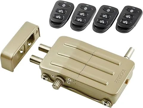 ARREGUI CI10D Invisible Security Lock for Doors with 4 Remote Controls | Anti-Theft | Anti-Squatter | Electronic Door Lock | Wireless Lock | Interior Deadbolt | Gold
