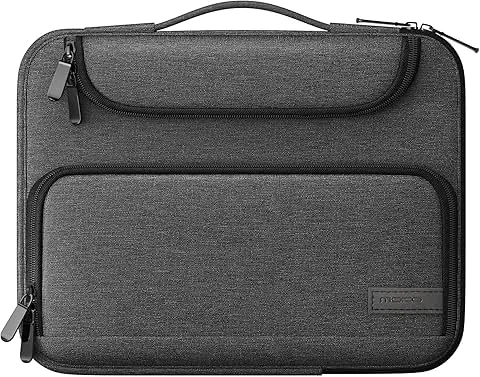 MoKo 9-11" Tablet Bag with Handle and Multiple Pockets, Compatible with Galaxy Tab S9 11" 2023, iPad Pro 11 M2 2022-2018, iPad 10 10.9" 2022, iPad Air 5 10.9" 2022, iPad 9/8/7 10.2", Tab S8 11", Black+Grey