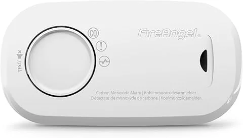FireAngel Carbon Monoxide Detector with Sensor - Portable CO Alarm for Home and Holidays - Monitors Carbon Monoxide - FA3313, White