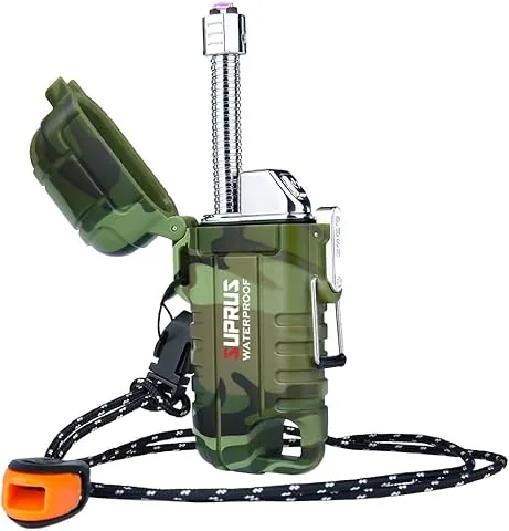 SUPRUS Waterproof Windproof Arc Plasma Lighter, USB-C Rechargeable Lighter with Extendable Flexible Neck for Outdoors, Camping and Cooking