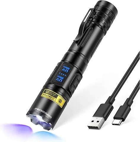 DARKBEAM UV Flashlight 365nm & 395nm Dual Black Light, Powerful Ultraviolet LED Wood's Lamp, Adjustable Focus, USB Rechargeable, Pet Urine Detector, for Uranium Glass, Amber and Resin