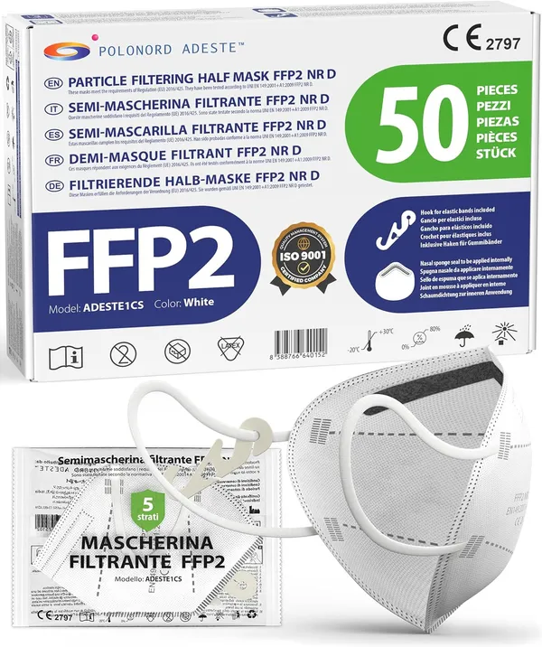 FFP2 / N95-equivalent Respirator Mask CE Pack 50 Units