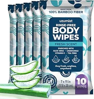 Extra large no-rinse body wipes for washing without running water
